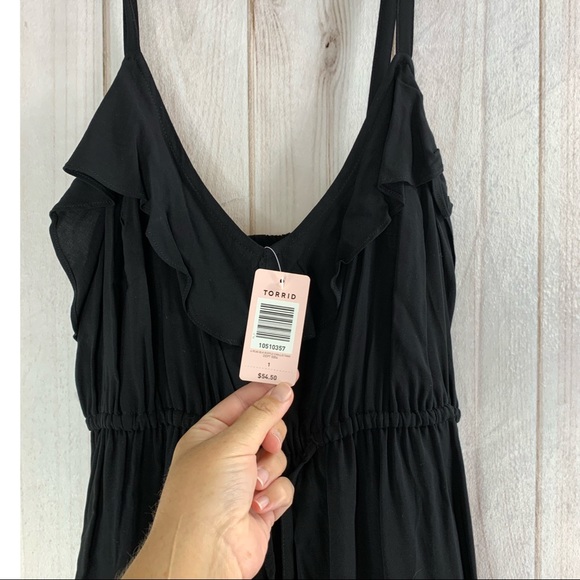NWT TORRID Black Ruffle Bust Skater Dress - Picture 4 of 7
